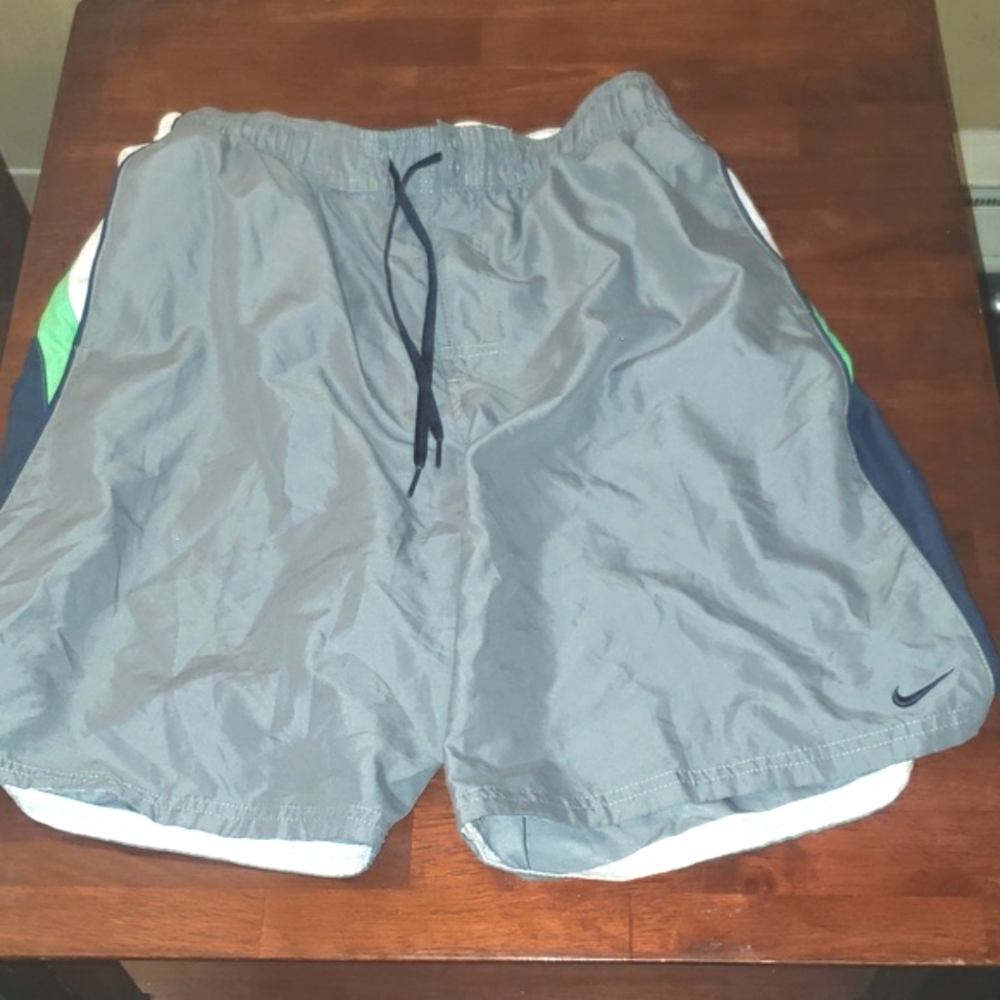Nike Shorts Large Grey with Blue, Green, and White trim. Good Condition